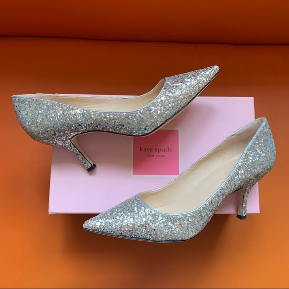 kate spade Shoes - New! KATE Spade Sonia Metallic Silver Glitter Pumps
